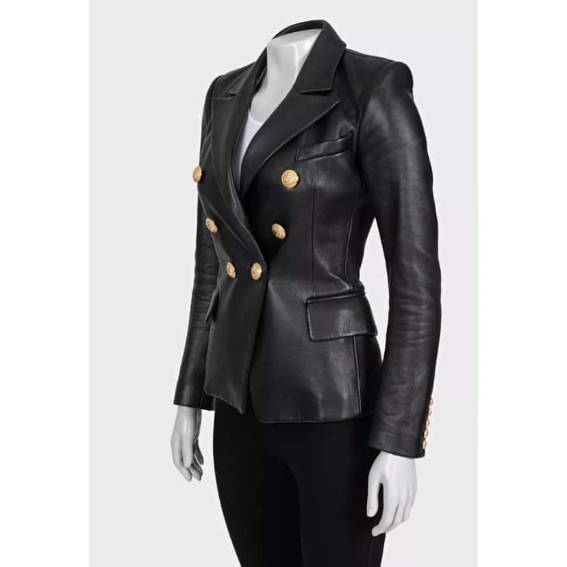 Balmain Balmain Luxurious Black Lamb Leather Jacket - Size FR34/XS Pre-owned Black Leather Good condition - Back View