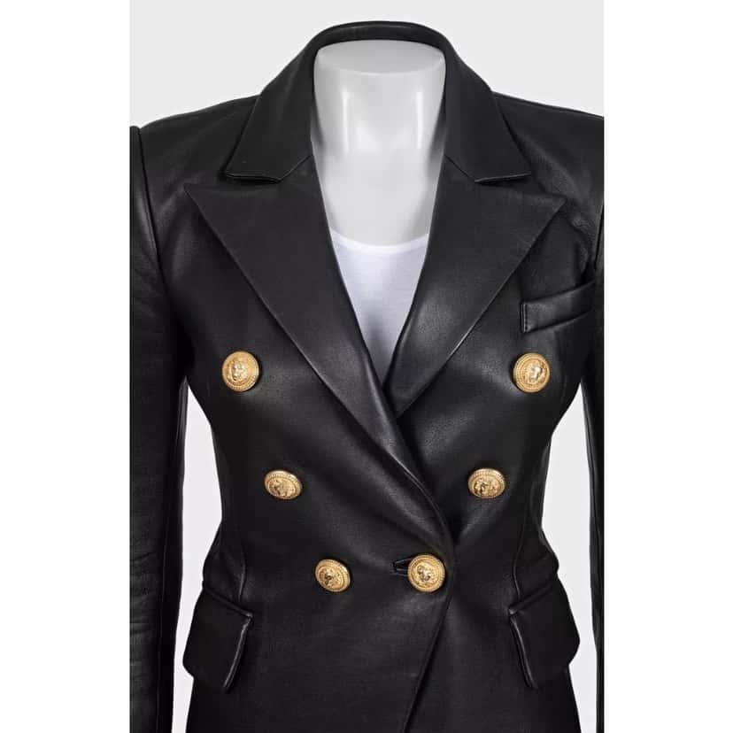 Balmain Balmain Luxurious Black Lamb Leather Jacket - Size FR34/XS Pre-owned Black Leather Good condition - Model View