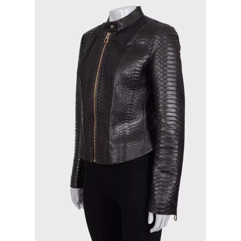 Alberta Ferretti NWOT Alberta Ferretti Cropped Lambskin Leather Jacket IT44/S Brown Leather Never worn - Back View