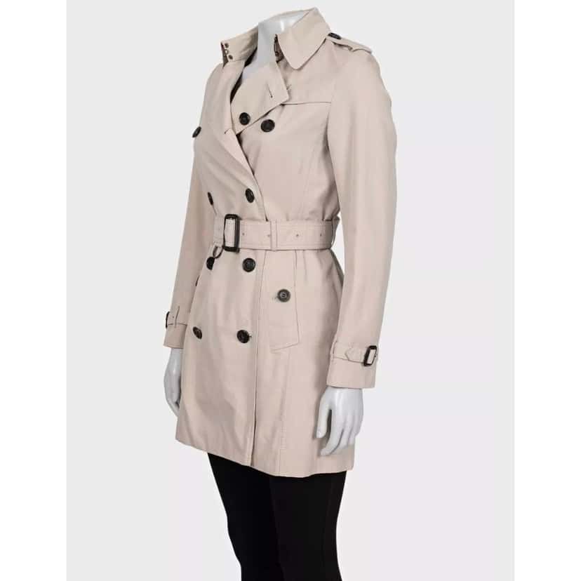 Burberry Burberry Beige Cropped Trench Coat with Belt EU32/XXS Pre-owned Beige Cotton Good condition - Back View