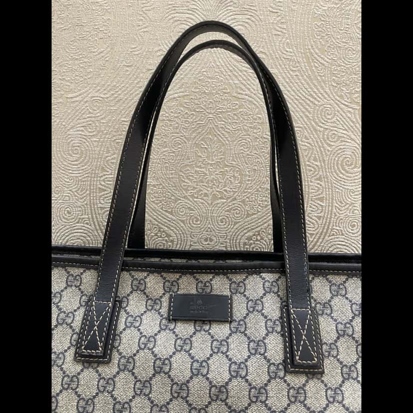 Gucci GG SUPREME TOTE BAG Blue Canvas Good condition - Back View