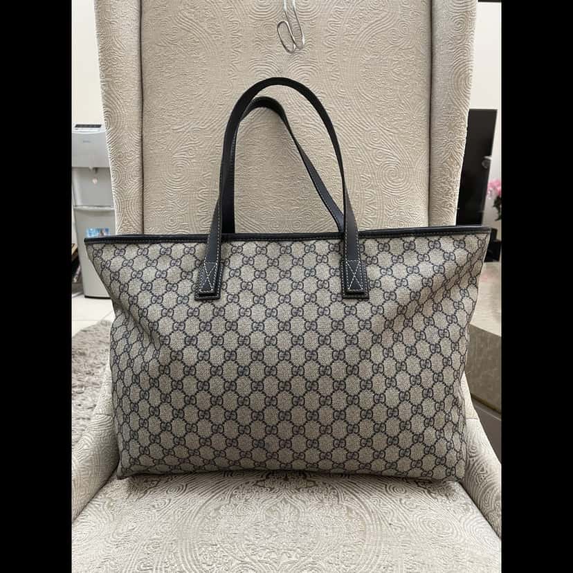Gucci GG SUPREME TOTE BAG Blue Canvas Good condition - Inside View