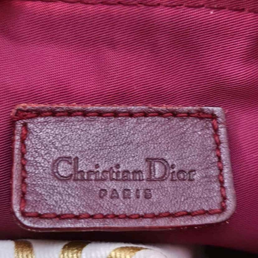Christian Dior Saddle Bag Burgundy Canvas Gold Good condition - Model View