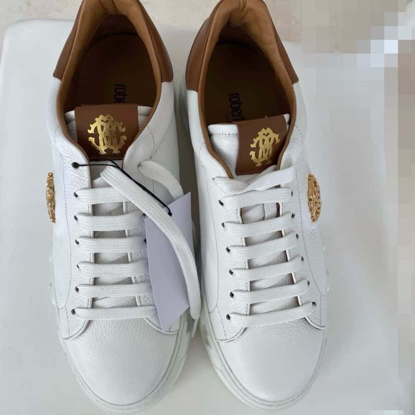 Roberto Cavalli Sneakers White Leather Never worn, with tag - Inside View