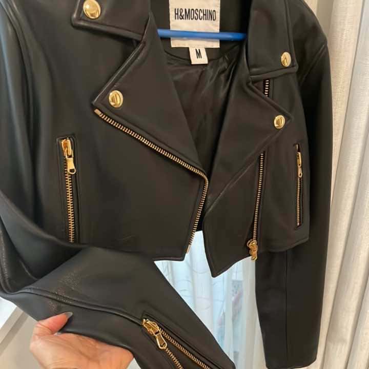 Moschino Biker Jacket Black Leather Very good condition - Back View