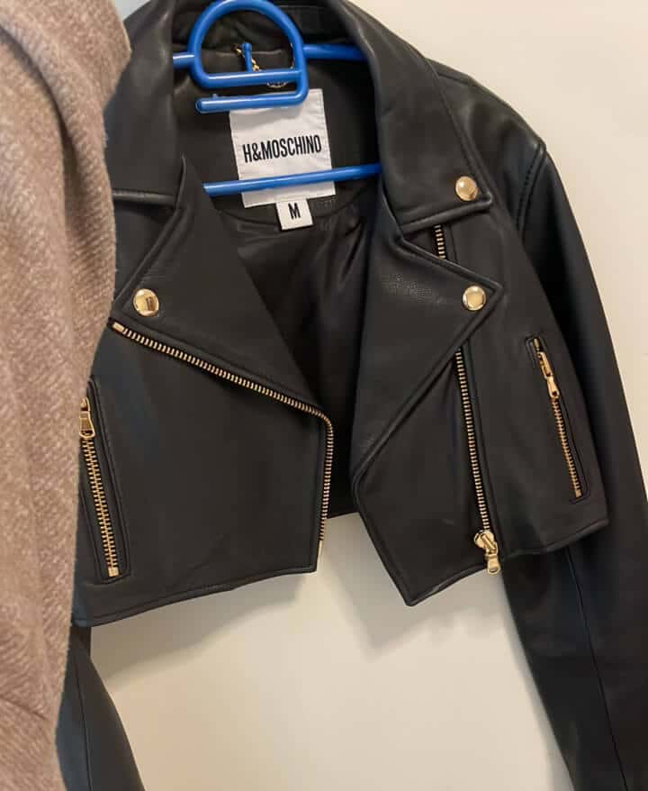 Moschino Biker Jacket Black Leather Very good condition - Model View