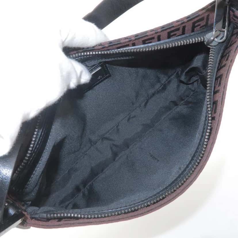 Fendi Zucchino Pochette Brown Canvas Leather Good condition - Inside View