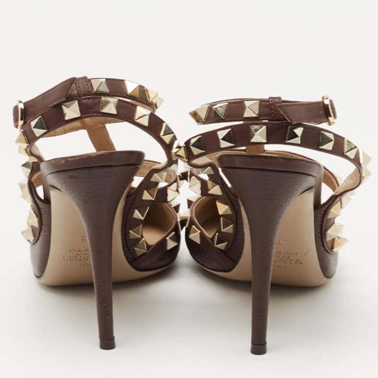 Valentino Garavani Rockstud Pumps Brown Leather Very good condition - Back View