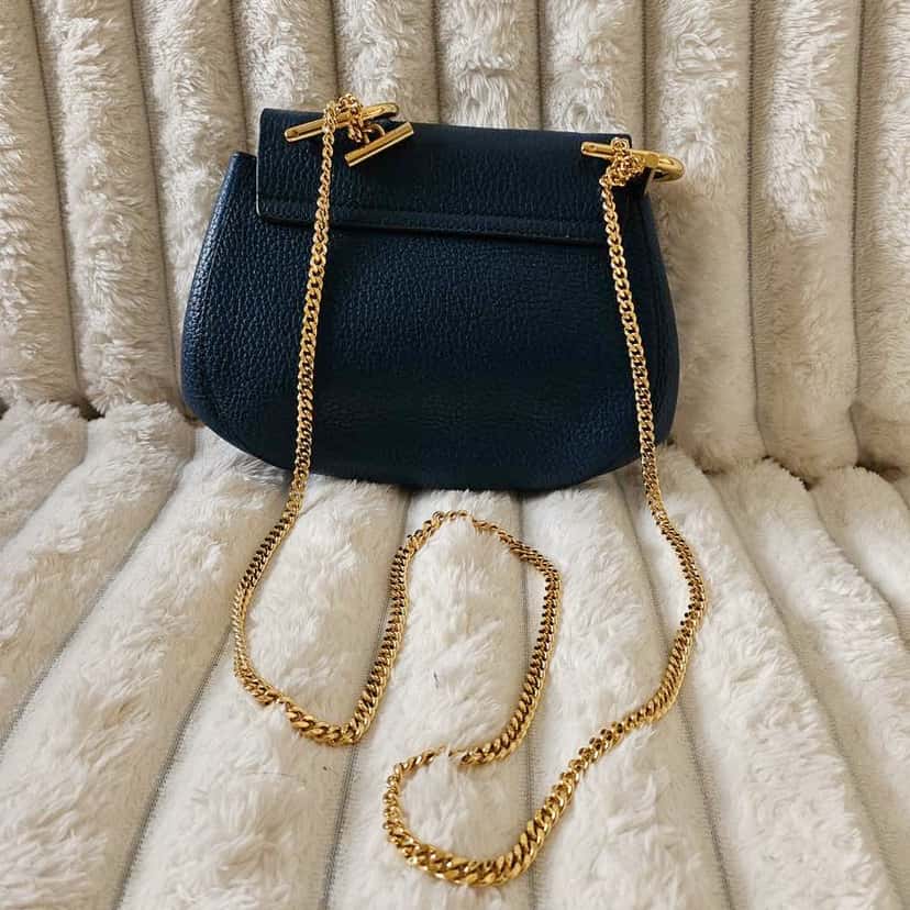 Chloé Drew Blue Linen Gold Good condition - Back View