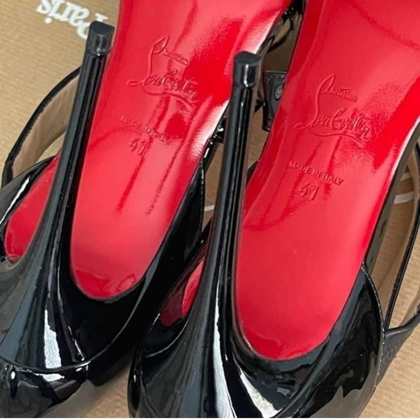 Christian Louboutin Strappy Heels Black Leather Never worn, with tag - Back View