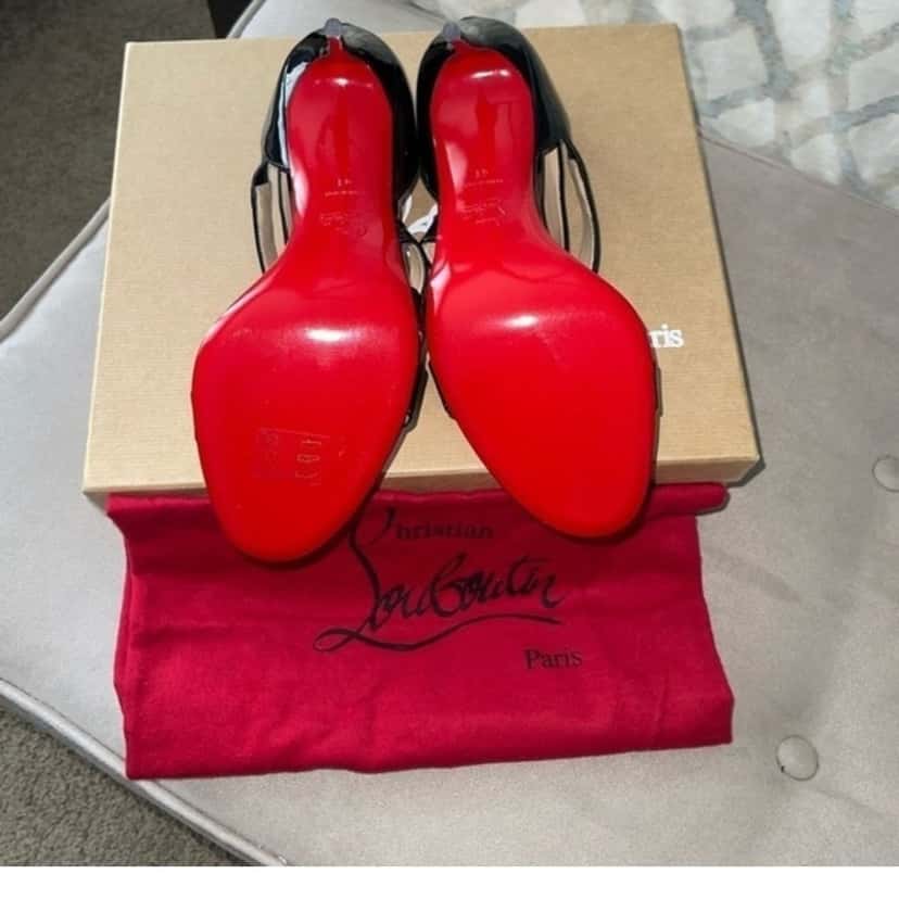 Christian Louboutin Strappy Heels Black Leather Never worn, with tag - Inside View