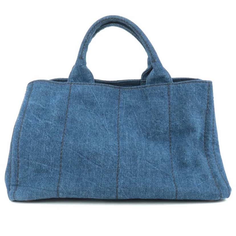 Prada Canapa Denim Tote Bag Blue Denim Metal Very good condition - Back View