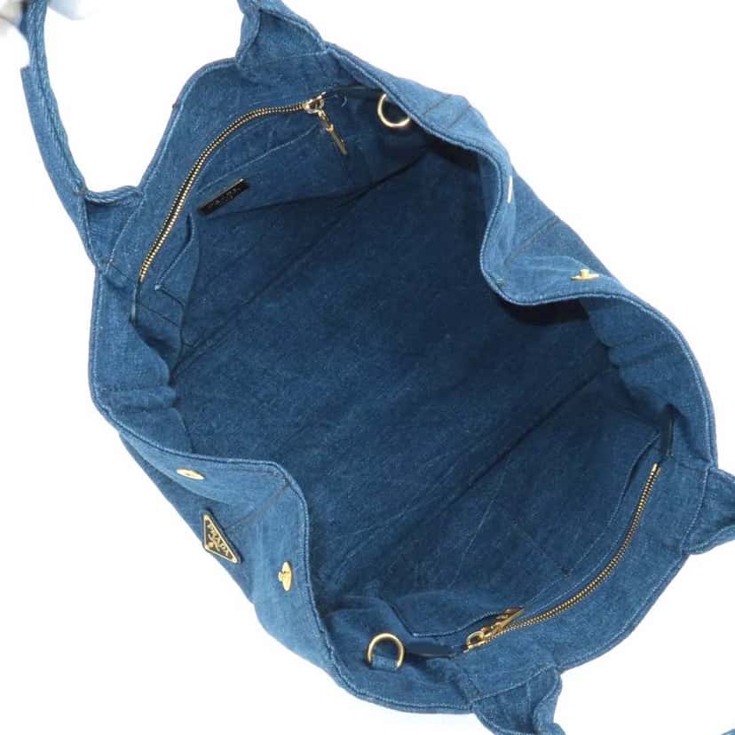 Prada Canapa Denim Tote Bag Blue Denim Metal Very good condition - Inside View
