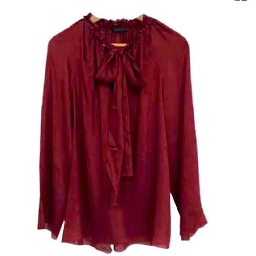 The Row Spira Burgundy Silk Top Burgundy Silk Never worn, with tag - Front View