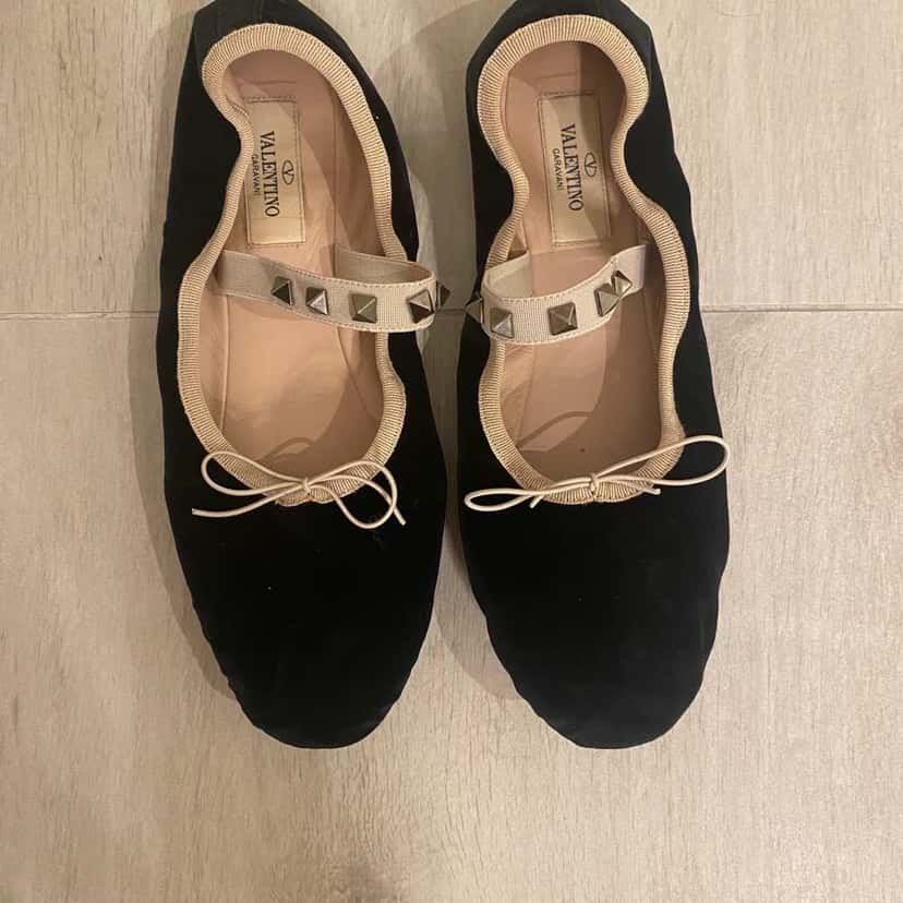 Valentino Garavani Rockstud Ballet Flats Black Velvet Very good condition - Inside View