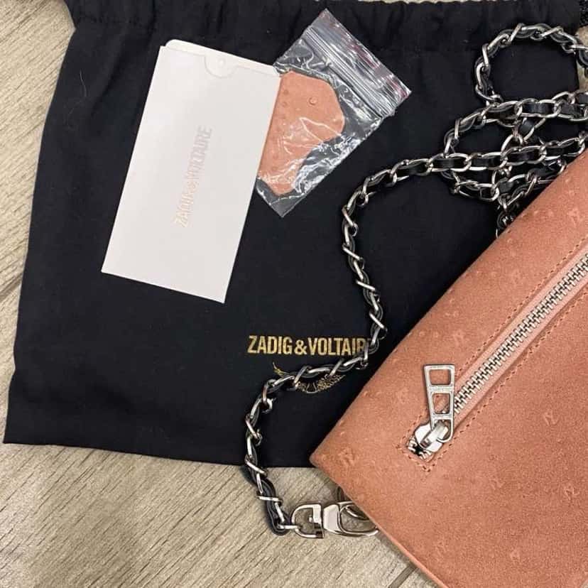 Zadig & Voltaire Mini Flap Pink Suede Leather Very good condition - Back View