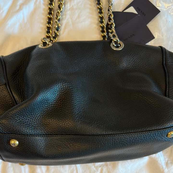 Prada Chain Bowler Black Leather Gold Very good condition - Back View