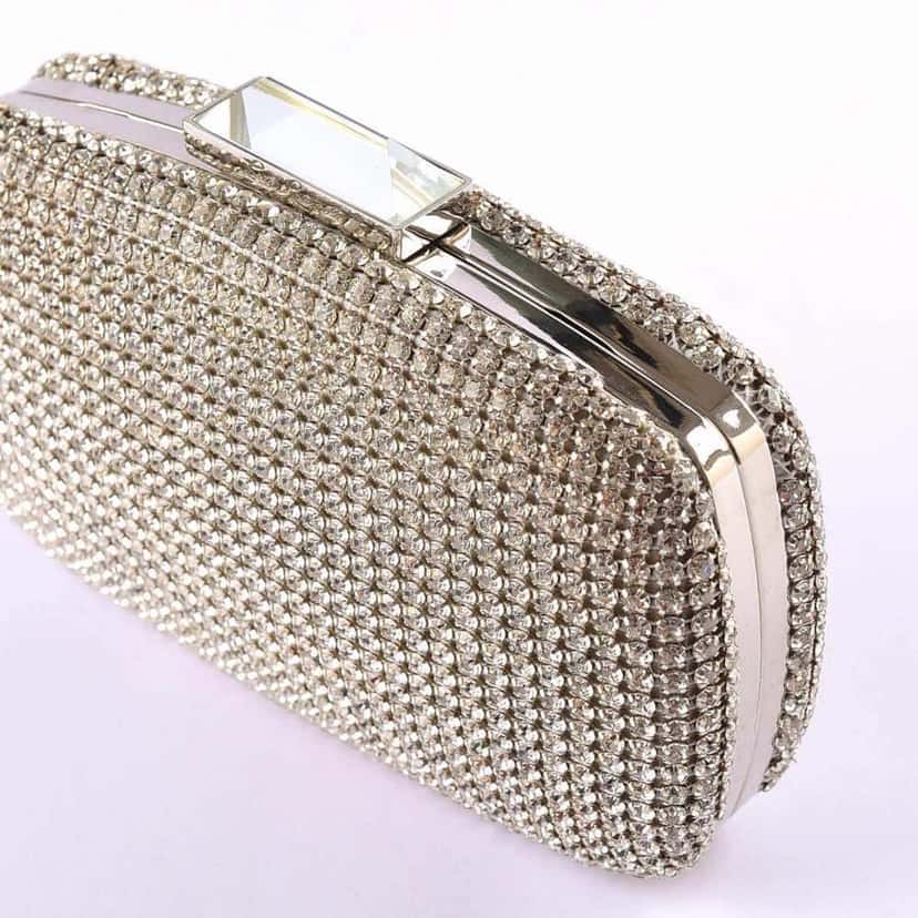 Luisa Spagnoli Knot Strass Clutch Silver Silver Very good condition - Back View