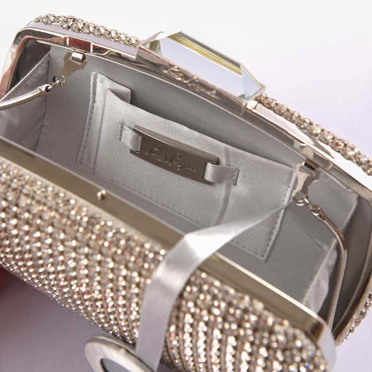 Luisa Spagnoli Knot Strass Clutch Silver Silver Very good condition - Model View