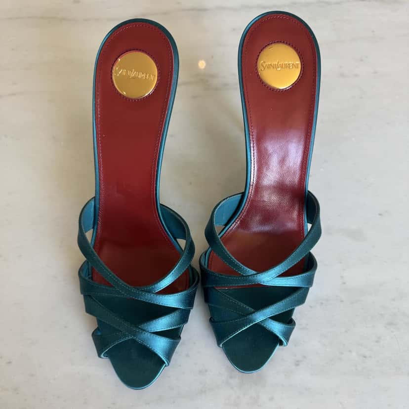 Saint Laurent Chandelle 95 Turquoise Lace Never worn, with tag - Back View