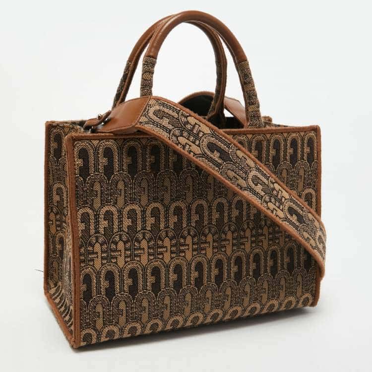 Furla Opportunity Tote Brown Jacquard Very good condition - Back View