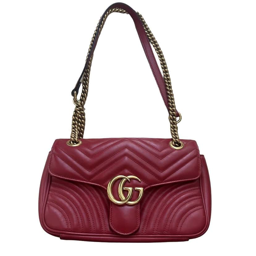 Gucci Gg Marmont Bag Red Leather Very good condition - Front View