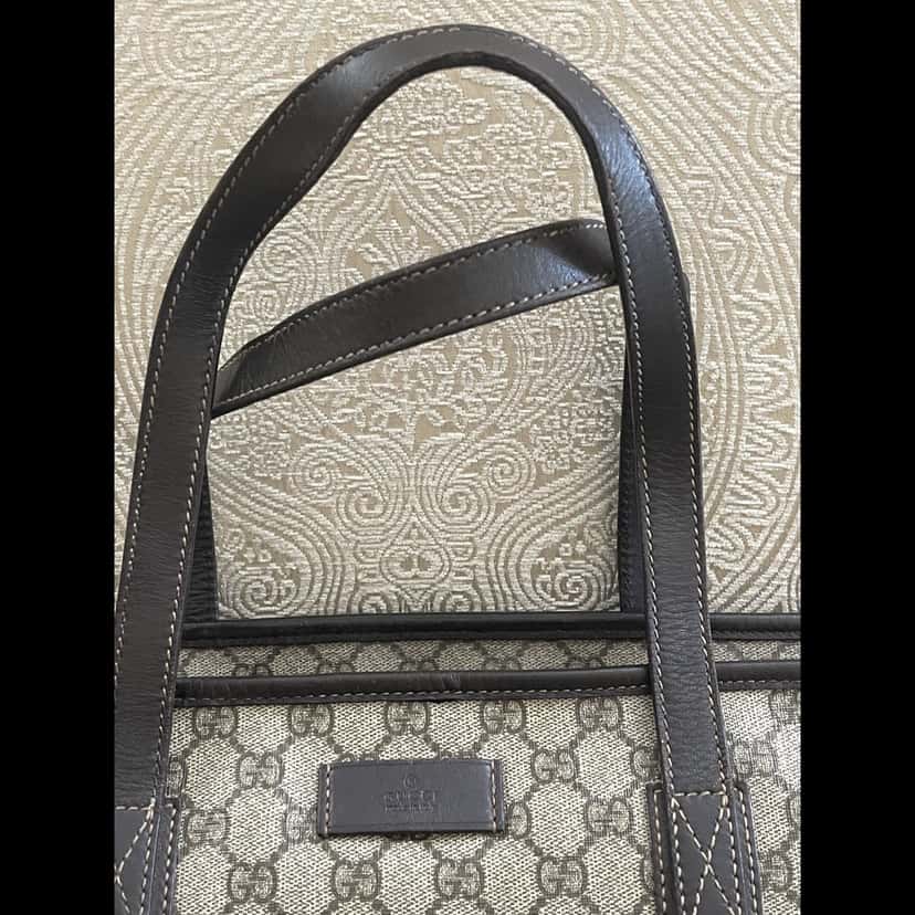 Gucci Brown Coated Canvas Tote Brown Canvas Good condition - Back View