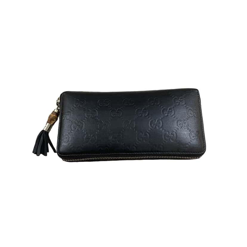 Gucci Guccissima Bamboo Tassel Wallet Black Leather Very good condition - Front View
