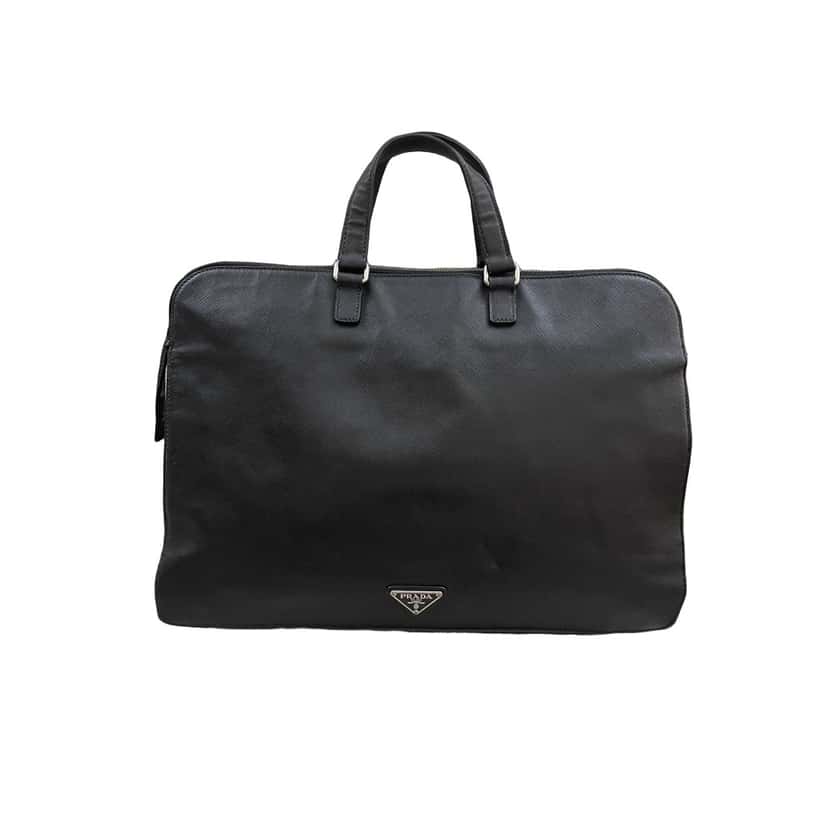 Prada Black Saffiano Leather Briefcase/Laptop Black Leather Good condition - Front View