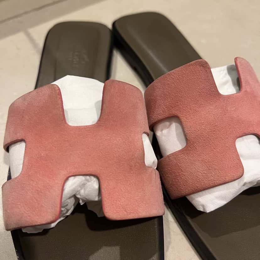 Hermès Oran Sandal Pink Suede Good condition - Back View