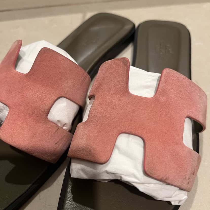 Hermès Oran Sandal Pink Suede Good condition - Inside View