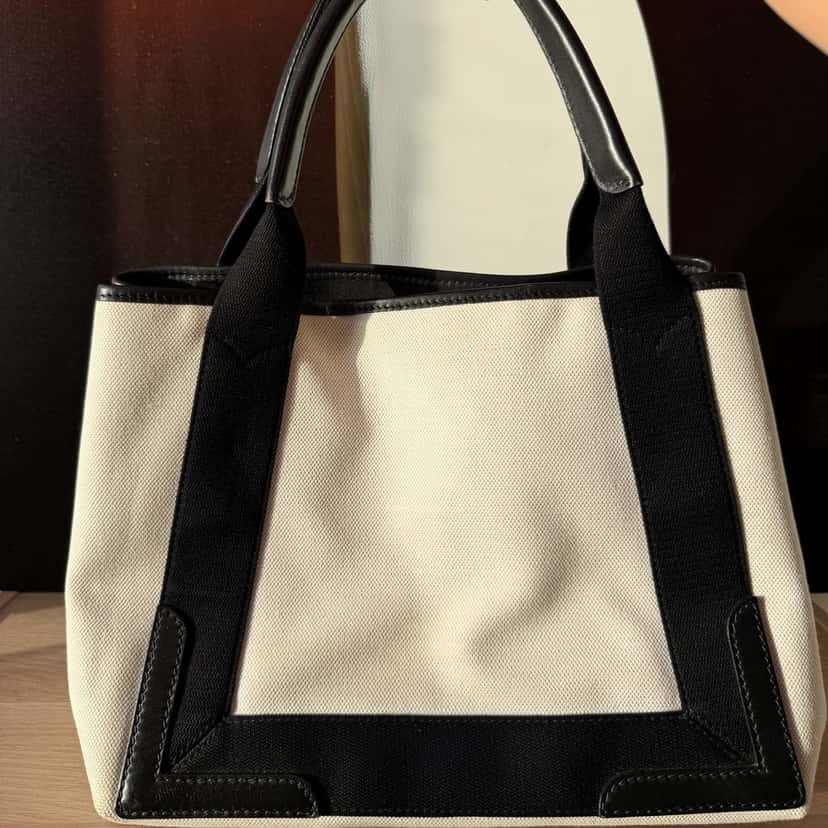 Balenciaga Tote Bag In White Black Cotton Good condition - Back View
