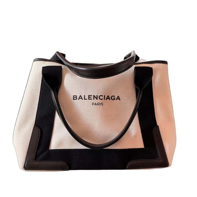 Balenciaga Tote Bag In White Black Cotton Good condition - Front View