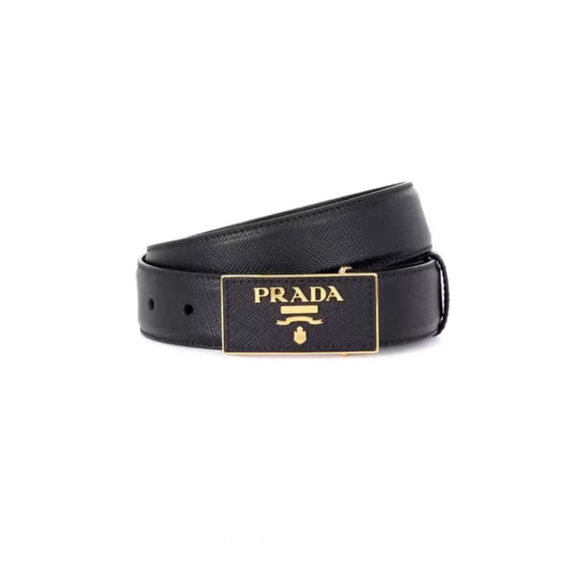 Prada Leather belt Black Leather Metal Never worn - Front View