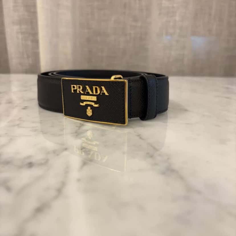 Prada Leather belt Black Leather Metal Never worn - Back View
