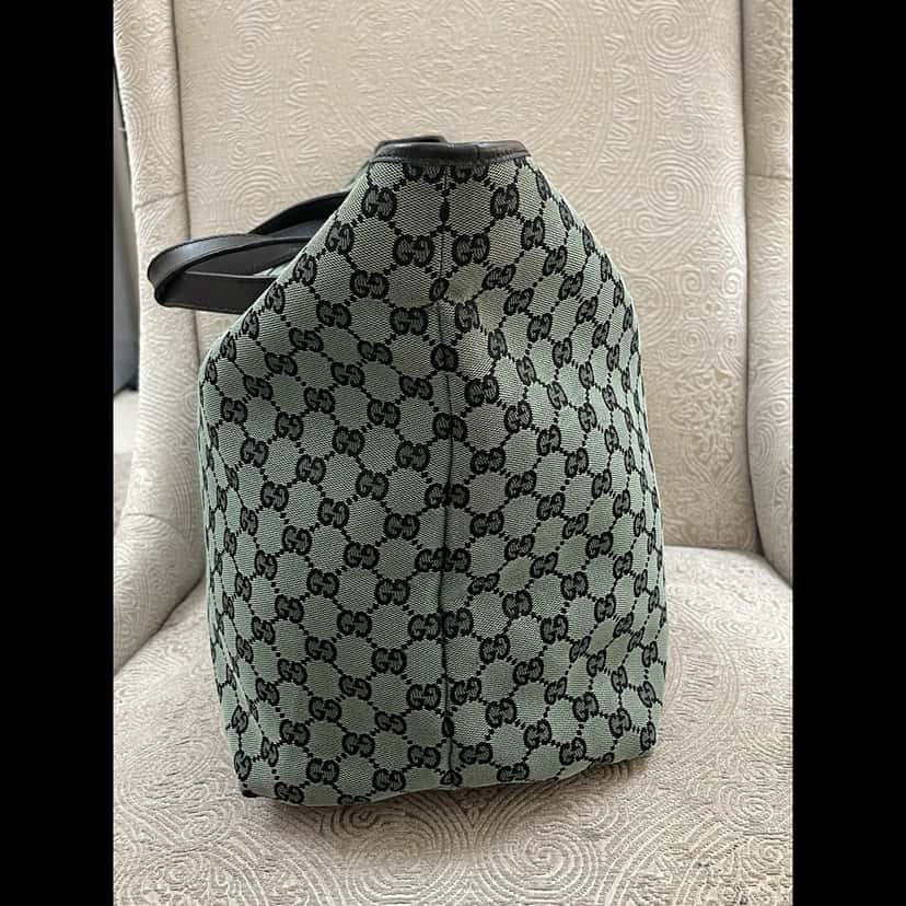 Gucci GG Green Cloth Tote Green Canvas Good condition - Inside View