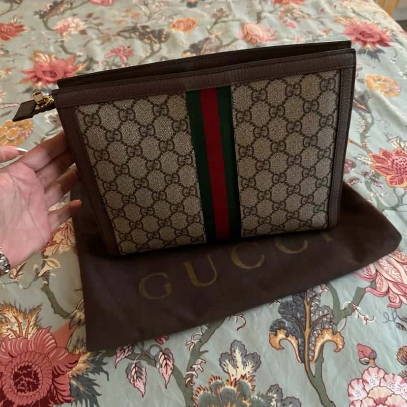 Gucci Ophedia Clutch MultiColor Canvas Leather Never worn - Back View
