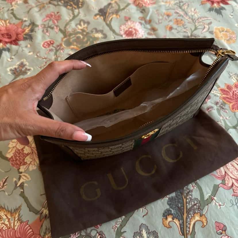 Gucci Ophedia Clutch MultiColor Canvas Leather Never worn - Inside View