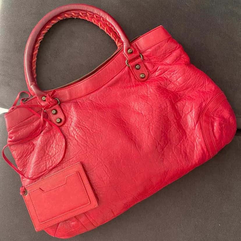 Balenciaga City Red Leather Metal Good condition - Back View