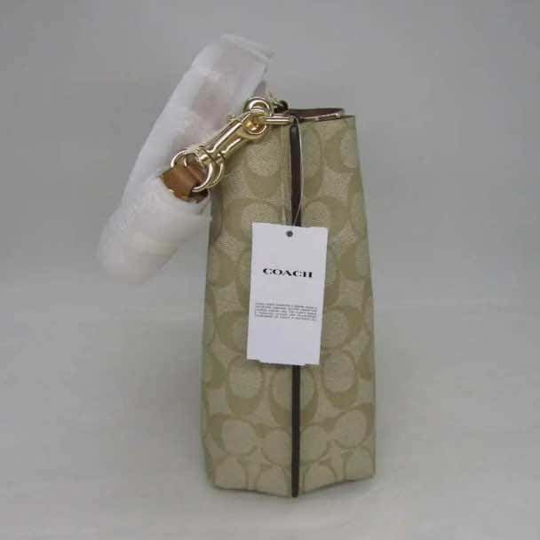 Coach Mollie Bucket Bag Beige Canvas Gold Never worn, with tag - Model View