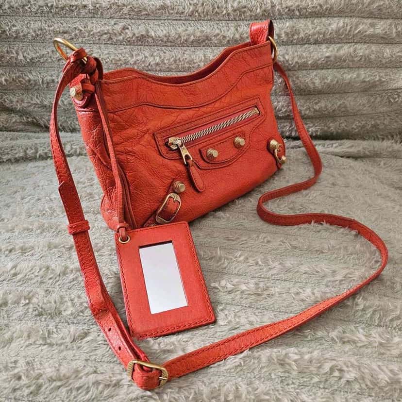 Balenciaga Hip Crossbody Orange Leather Gold Good condition - Back View