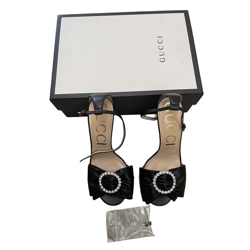 Gucci Leather Crystal Embellished Sandals