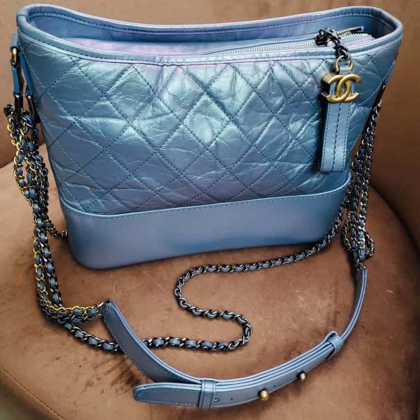 Chanel Gabrielle Blue Leather Metal Good condition - Back View
