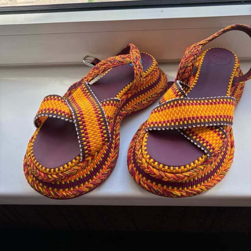 Chloé Meril Woven Sandals MultiColor Canvas Never worn, with tag - Inside View