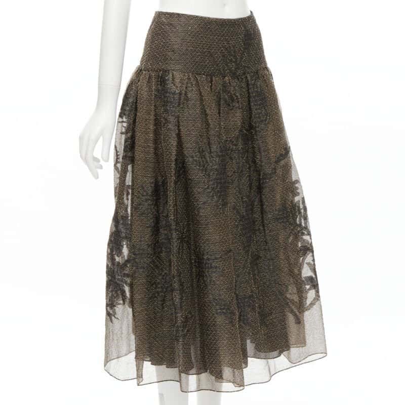 Christian Dior Gold Leaf Skirt Gold Linen Never worn - Inside View