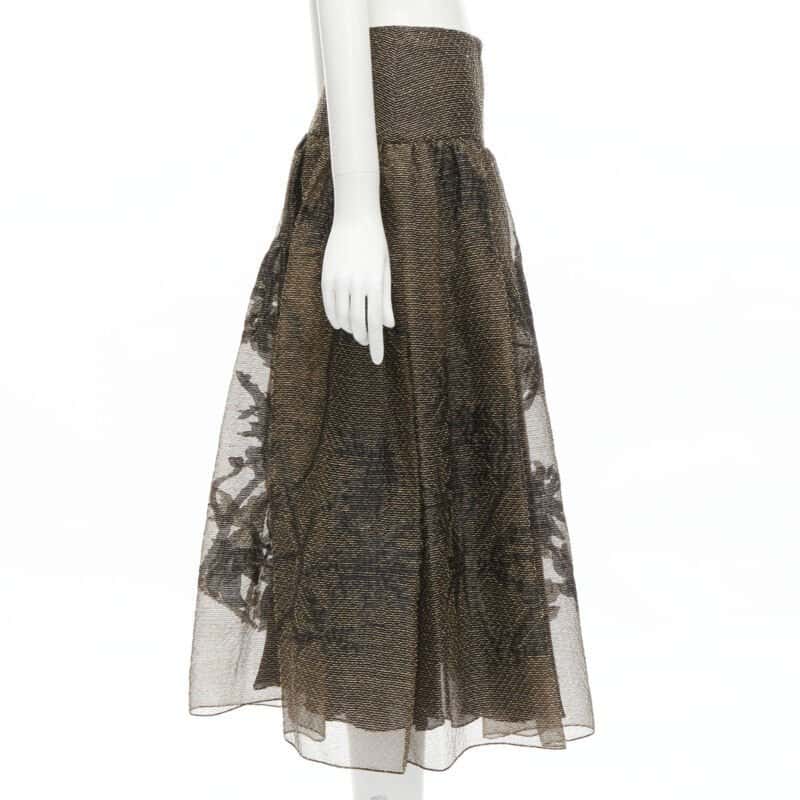Christian Dior Gold Leaf Skirt Gold Linen Never worn - Model View
