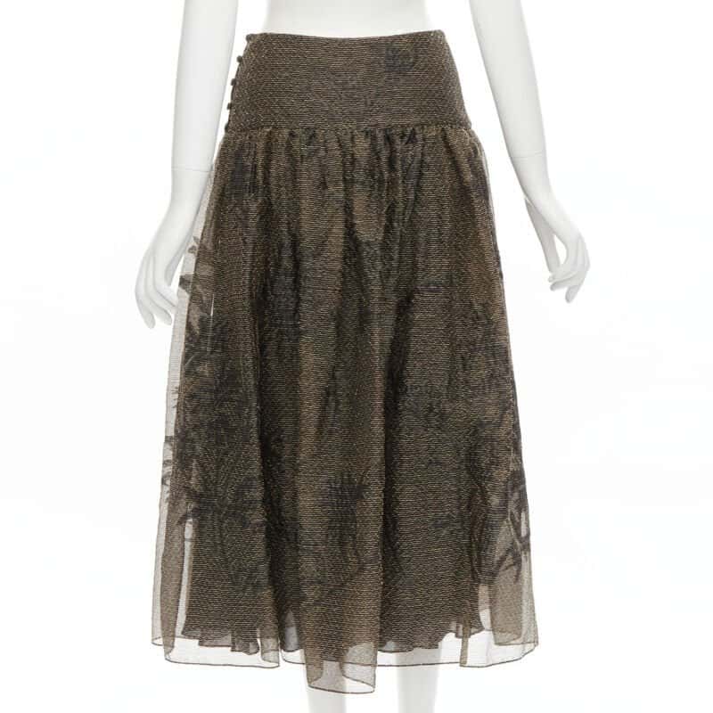 Christian Dior Gold Leaf Skirt Gold Linen Never worn - Box View