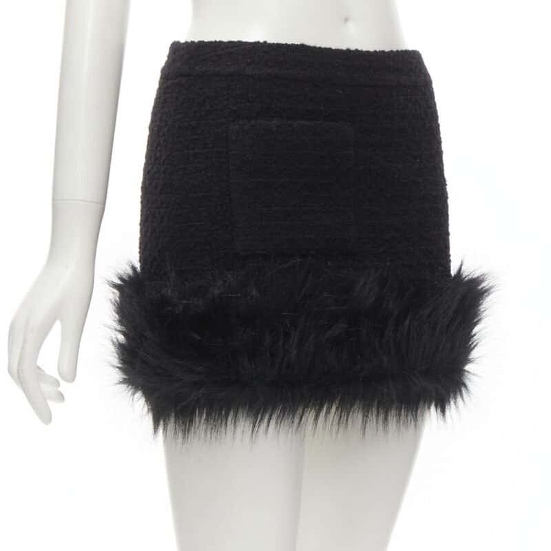 Saint Laurent Tweed Fur Trim Black Tweed Never worn - Inside View