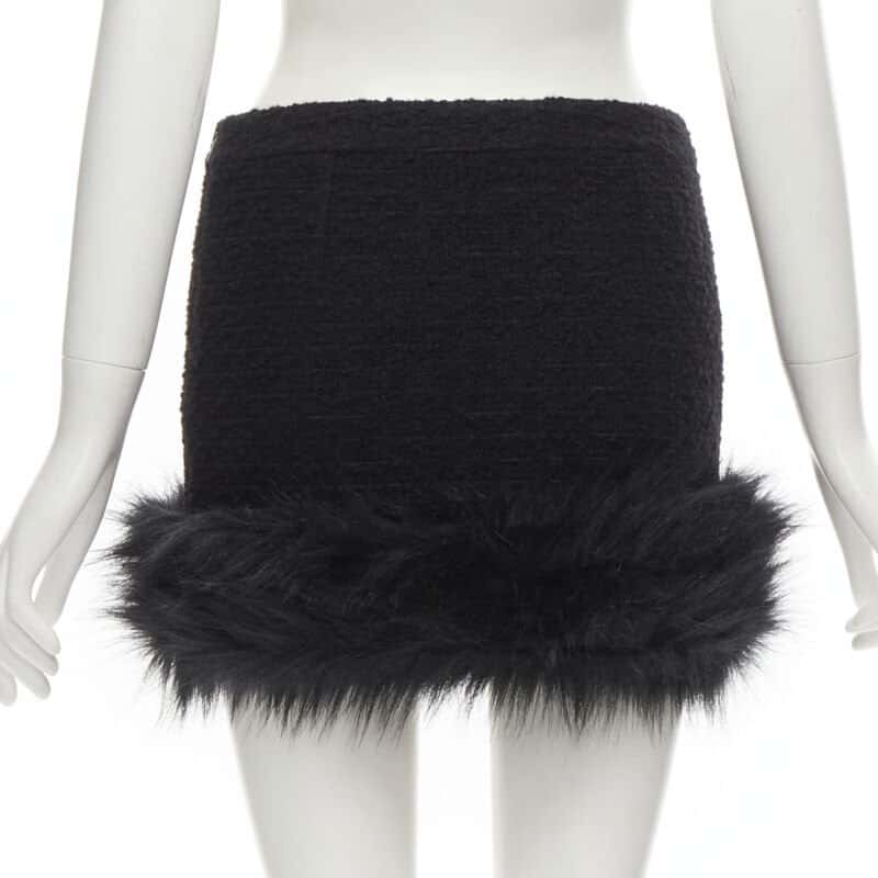 Saint Laurent Tweed Fur Trim Black Tweed Never worn - Box View