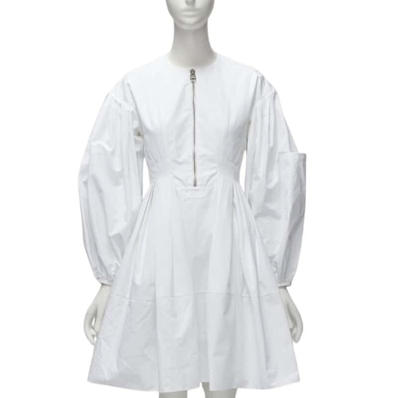 Alexander McQueen White Puff Dress White Cotton Very good condition - Front View